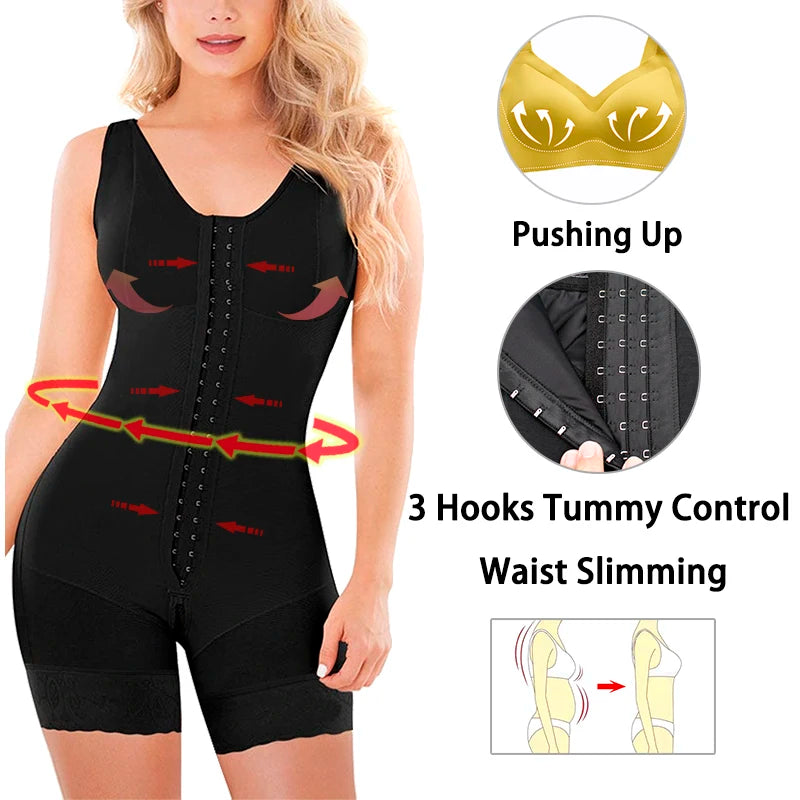 Trending Products Mesh Back Compression Slimming Bodysuits Full Body Shapewear Butt Lifter Fajas Colombian Girdle Body Shaper